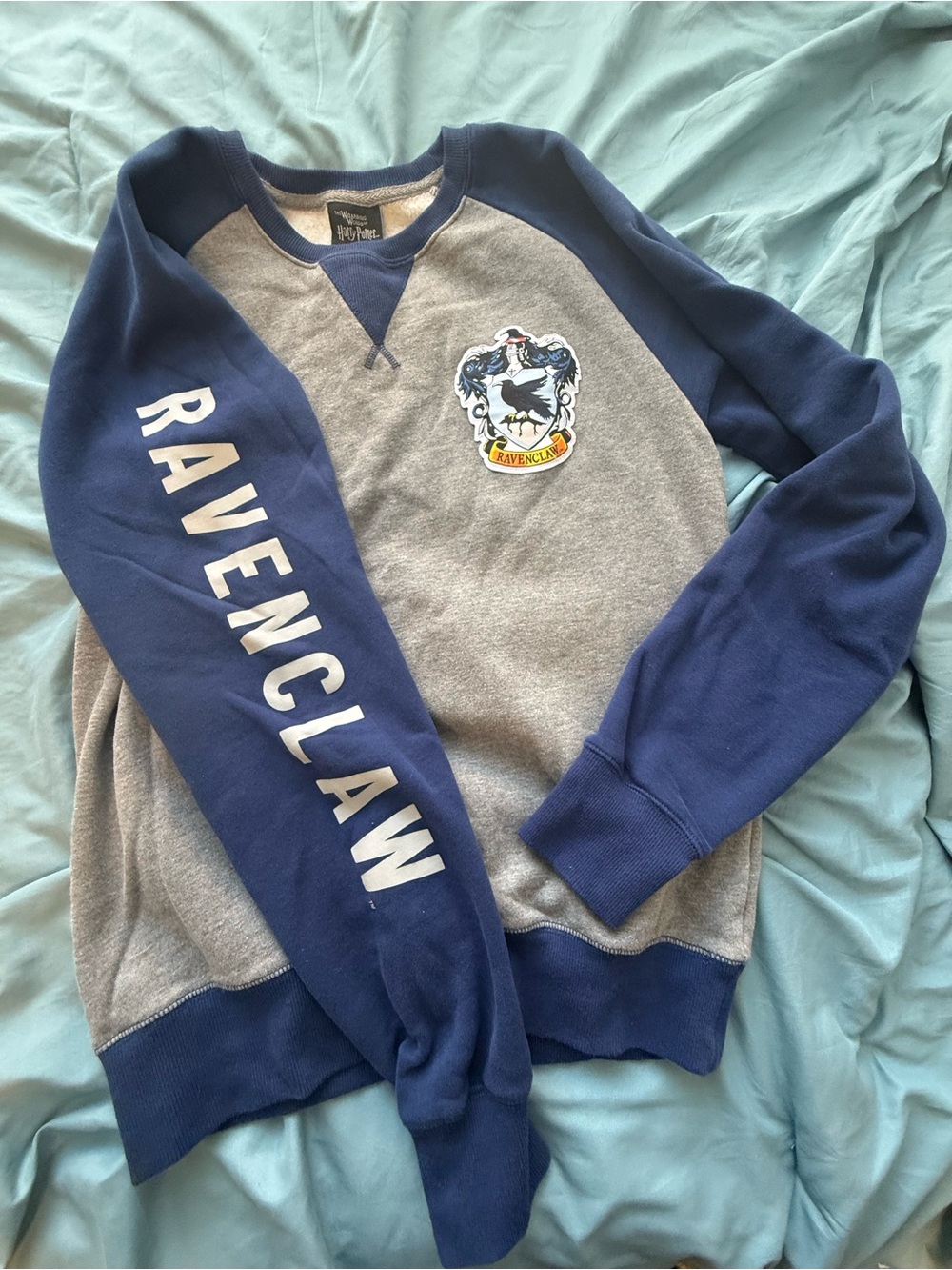 Ravenclaw Crewneck Sweater — Navy & Gray Raglan Pullover